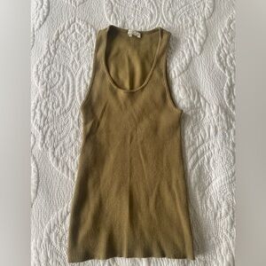 Olive Ribbed Tank Top